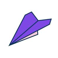 signo de avión de papel morado. símbolo de enviar un mensaje. vector