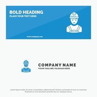 Worker Industry Avatar Engineer Supervisor SOlid Icon Website Banner and Business Logo Template vector