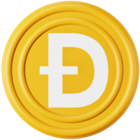 Dogecoin 3d rendering isometric icon. png