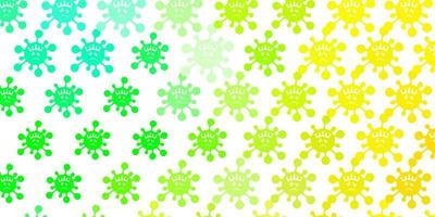 Light Green, Yellow vector backdrop with virus symbols.