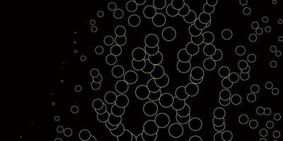 Dark Green, Yellow vector background with bubbles.