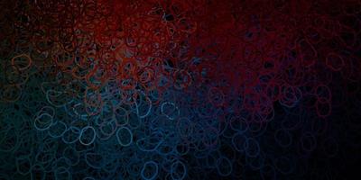 Dark blue, red vector background with random forms.