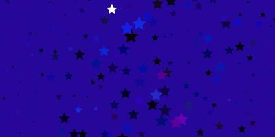 Dark Pink, Blue vector background with colorful stars.