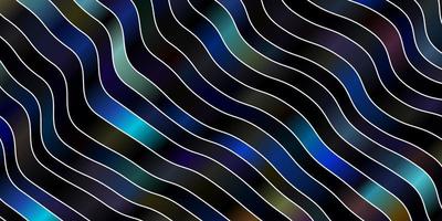 Dark Multicolor vector background with curved lines.