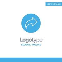 flecha básica derecha ui azul plantilla de logotipo sólido lugar para el eslogan vector