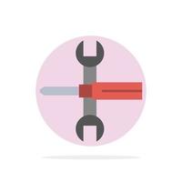 Settings Controls Screwdriver Spanner Tools Wrench Abstract Circle Background Flat color Icon vector