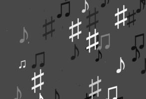 Fondo de vector gris plateado claro con notas musicales.