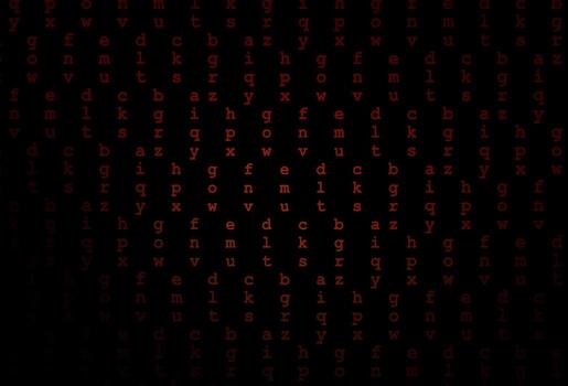 textura de vector rojo oscuro con caracteres abc.