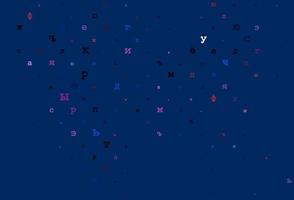 Dark purple, pink vector texture with ABC characters.