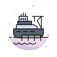 Ship Boat Cargo Construction Abstract Flat Color Icon Template vector