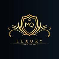 MQ Letter Initial with Royal Template.elegant with crown logo vector, Creative Lettering Logo Vector Illustration.