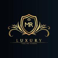 MR Letter Initial with Royal Template.elegant with crown logo vector, Creative Lettering Logo Vector Illustration.