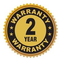 Two year warranty icon, 2 year warranty badge, mark, seal, stamp, label. vector