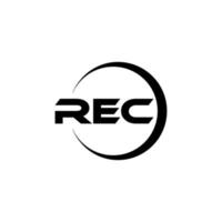 diseño de logotipo de letra rec en la ilustración. logotipo vectorial, diseños de caligrafía para logotipo, afiche, invitación, etc. vector