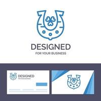 tarjeta de visita creativa y plantilla de logotipo trébol dorado herradura suerte ilustración vectorial vector