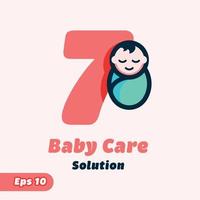Numeric 7 Baby Care Logo vector