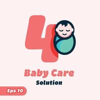 Numeric 4 Baby Care Logo vector