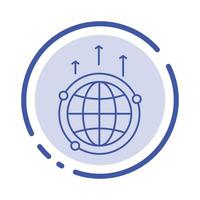 Globe Business Communication Connection Global World Blue Dotted Line Line Icon vector