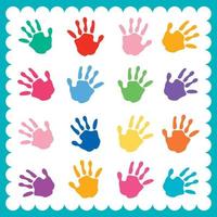 Colorful Painted Hands Of Little Children vector