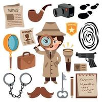 Set Of Various Detective Elements vector