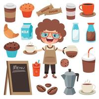 Set Of Various Coffee Elements vector