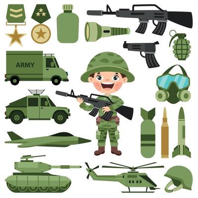 Set Of Various Army Elements