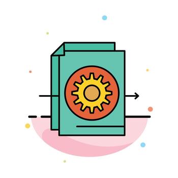 plantilla de icono de color plano abstracto de configuración de equipo de archivo de documento vector