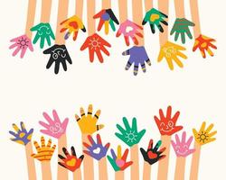 Colorful Painted Hands Of Little Children vector