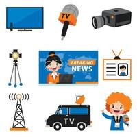 Set Of Various Broadcasting Elements vector