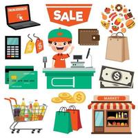 Set Of Various Supermarket Elements vector