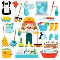 Set Of Various Cleaning Elements vector