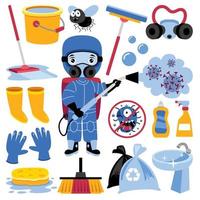 Set Of Various Disinfection Elements vector