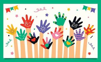 Colorful Painted Hands Of Little Children vector