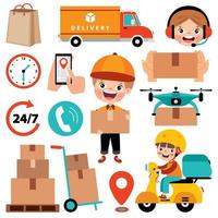 Set Of Various Delivery Elements vector