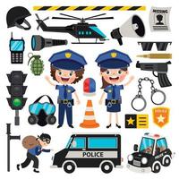 conjunto de varios elementos policiales vector