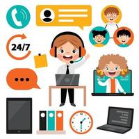 Set Of Various Call Center Elements vector