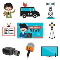 Set Of Various Broadcasting Elements vector