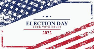 Election day background with american flag in grunge texture. vector