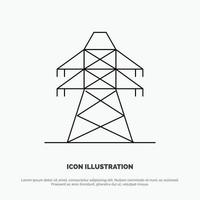 Electrical Energy Transmission Transmission Tower Line Icon Vector