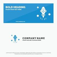 Astronomy Rocket Space Fly SOlid Icon Website Banner and Business Logo Template vector