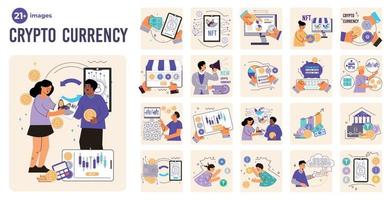 Crypto Currency Compositions Set vector