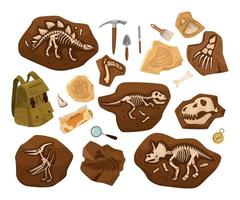 composición de arqueología de esqueletos de dinosaurios vector