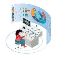 Control Desk Isometric Concept vector