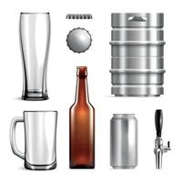 Realistic Beer Mockup Icon Set vector