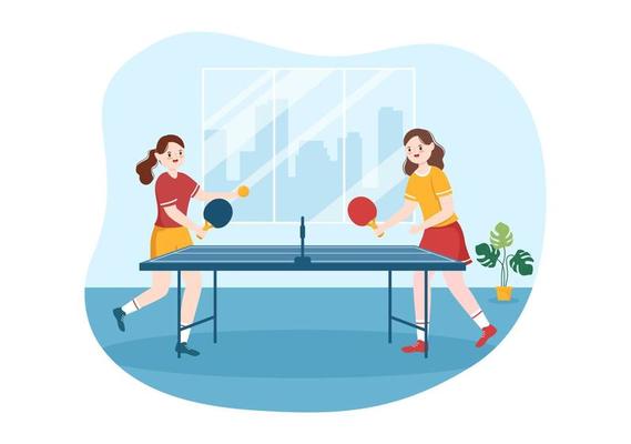 Cute Kids Playing Table Tennis Sports with Racket and Ball of Ping Pong  Game Match in Flat Cartoon Hand Drawn Templates Illustration Stock Photo -  Alamy, ping pong game 