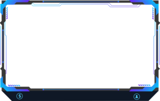 Futuristic live streaming overlay vector with frosty blue color. Live gaming screen panel and broadcast frame PNG with abstract shapes. Streaming panel overlay PNG for gamers.