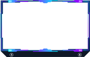 Futuristic live streaming screen PNG with blue color. Broadcast screen overlay design with abstract digital shapes. Live online gaming overlay and streaming frame PNG.