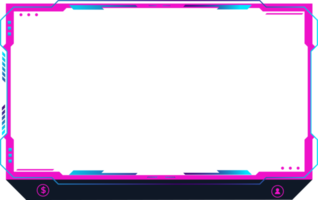 Live streaming overlay decoration with girly pink and blue colors. Live broadcast elements with colorful buttons. Online gaming screen panel and border PNG for gamers.