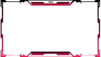 Futuristic gaming overlay PNG with creative shapes. Live streaming overlay design with red and white color shapes. Streaming overlay frame and screen interface decoration for online gamers.