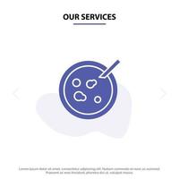 Our Services Petri Dish Analysis Medical Solid Glyph Icon Web card Template vector